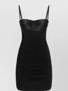 Dolce & Gabbana Ruffled Sweetheart Neckline Dress In Black