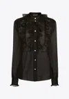 Dolce & Gabbana Organza Ruffles Long-sleeved Shirt In Black
