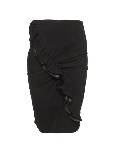 Pre-owned Dolce & Gabbana Ruffle-detail Midi Skirt In Black