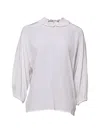 Dolce & Gabbana White Ruffled Neckline Blouse Pullover Top In White