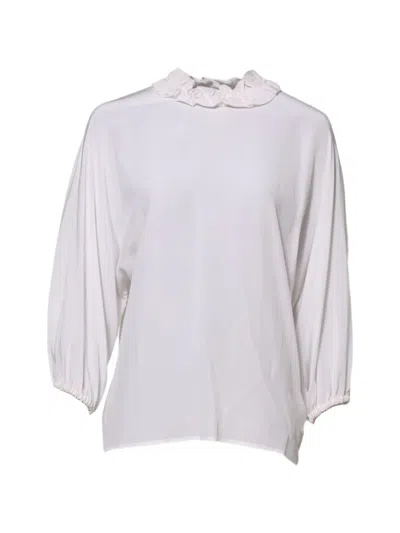 DOLCE & GABBANA RUFFLE-TRIM SILK BLOUSE