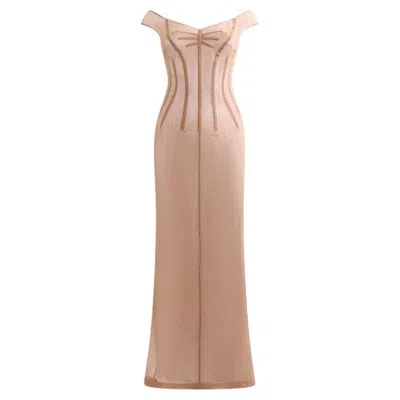 Pre-owned Dolce & Gabbana Runway Beige Dress 1998ss In Brown
