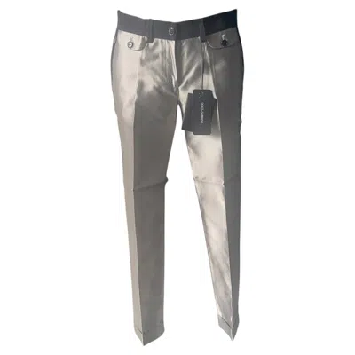 Pre-owned Dolce & Gabbana Runway Silk Pants, New With Tag, 2000 Collection In Gray