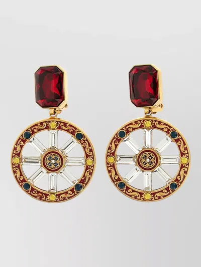 Dolce & Gabbana Ruota Carretto Gemstone Accent Drop Earrings In Gold