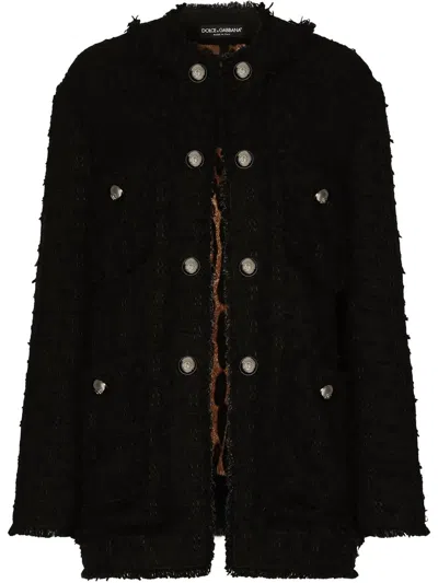 Dolce & Gabbana Rush-stitch Single-breasted Jacket In Black