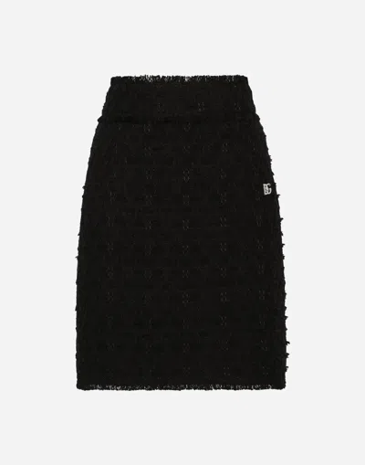 DOLCE & GABBANA RUSH-STITCH SKIRT WITH SIDE SLIT