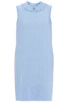 Dolce & Gabbana Sleeveless Tweed Dress Dg Logo In Blue
