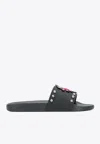 Dolce & Gabbana Sacred Heart Patch Pool Slides In Black