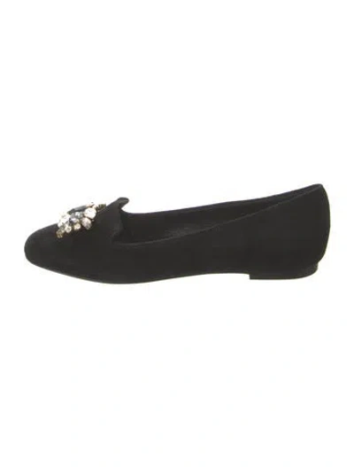 Pre-owned Dolce & Gabbana Sacred Heart Print Suede Loafers In Black