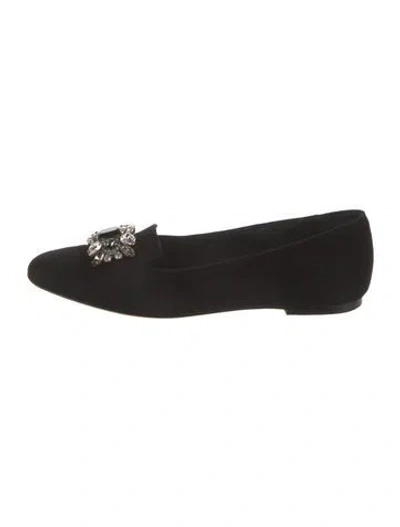 Pre-owned Dolce & Gabbana Sacred Heart Print Suede Loafers In Black