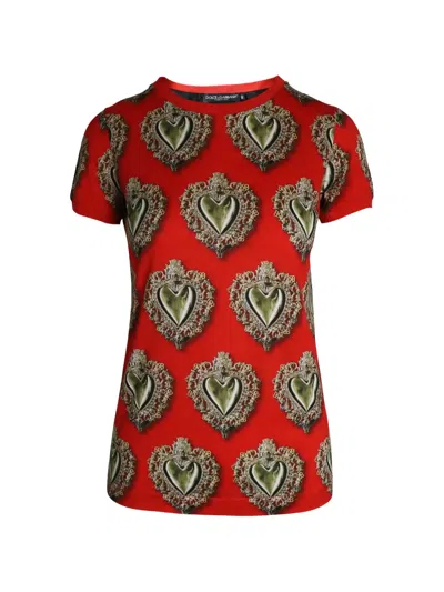 Pre-owned Dolce & Gabbana Sacred Heart Print T-shirt In Red