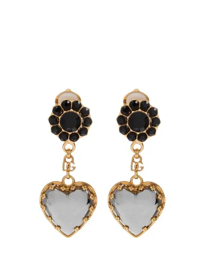 Dolce & Gabbana Sacro Cuore Heart-pendant Earrings In Gold