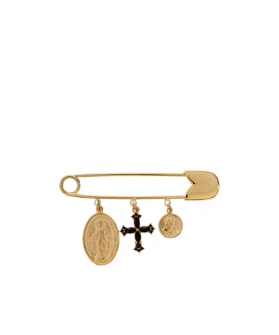 Dolce & Gabbana Safety-pin Brooch In Gold