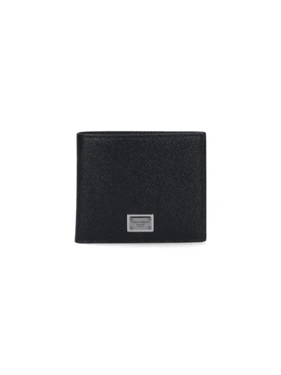 Dolce & Gabbana Saffiano Leather Bi-fold Wallet In Black