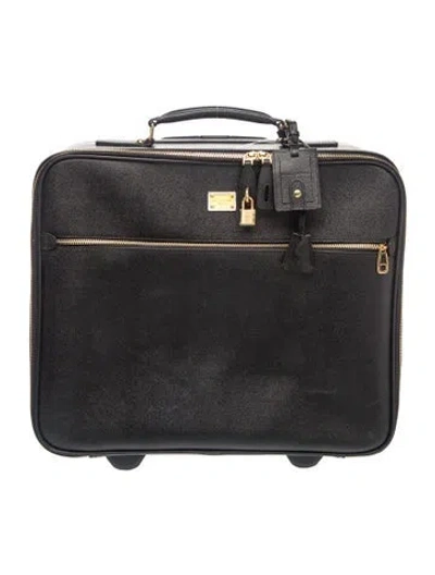 Pre-owned Dolce & Gabbana Saffiano Leather Suitcase In Black