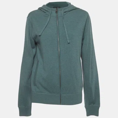 Pre-owned Dolce & Gabbana Sage Green Cashmere Knit Hoodie L