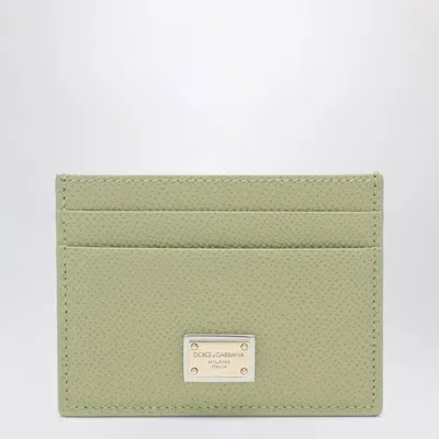 Dolce & Gabbana Sage Green Dauphine Leather Card Holder