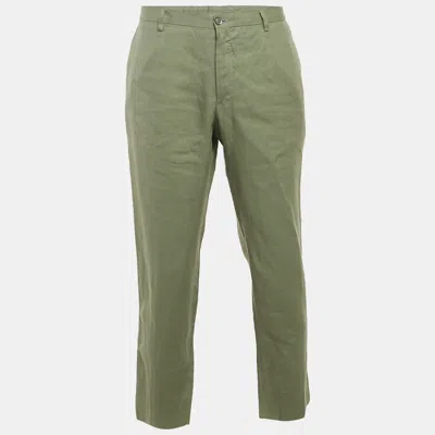 Pre-owned Dolce & Gabbana Sage Green Linen Trousers Xxl