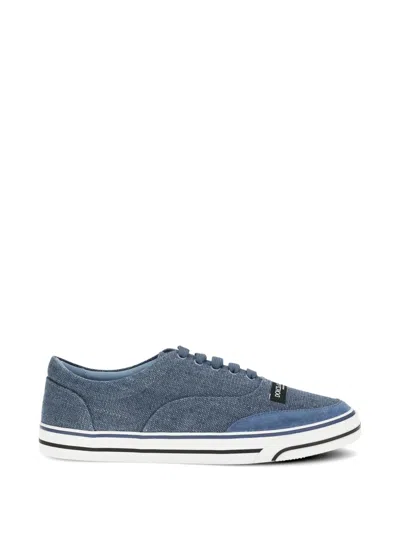 Dolce & Gabbana Men Dg Sailing Linen Sneakers In Blue