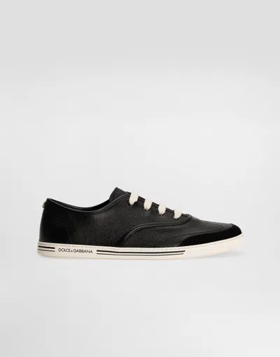 Dolce & Gabbana Saint Tropez Calfskin Sneakers In Black