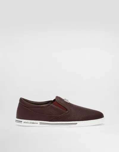 Dolce & Gabbana Saint Tropez Deerskin Sneakers In Brown