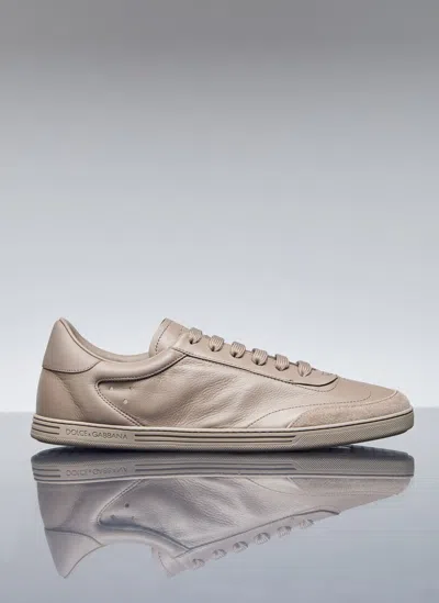 Dolce & Gabbana Saint Tropez Leather Sneakers In Gold