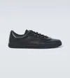 Dolce & Gabbana Round Toe Leather Low Top Sneakers In Black