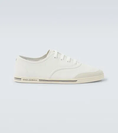 Dolce & Gabbana Saint Tropez Leather Sneakers In White