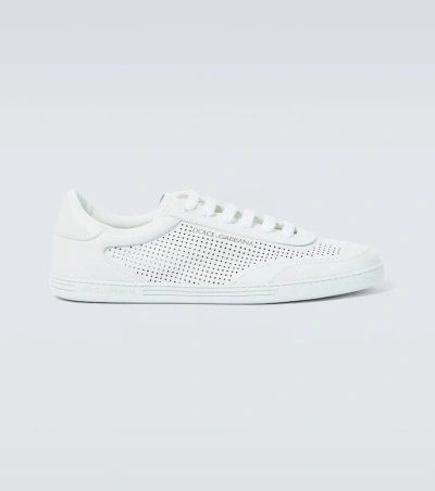 Dolce & Gabbana Saint Tropez Leather Sneakers In White