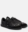 Dolce & Gabbana Saint Tropez Light Embellished Leather Sneakers In Black