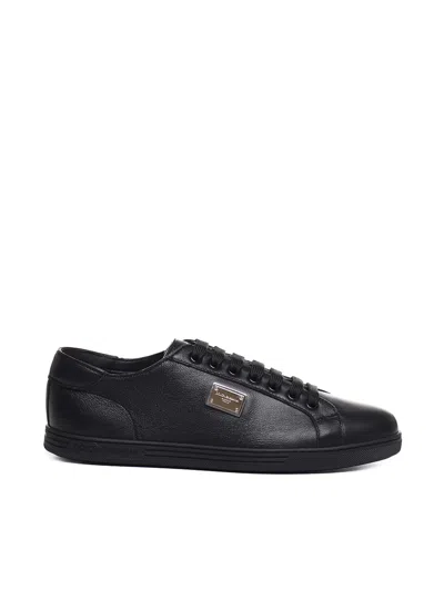 Dolce & Gabbana Saint Tropez Sneaker In Calf Leather In Black