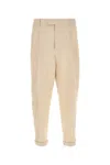 Dolce & Gabbana Stretch Cotton Pants With Branded Tag In Beigepastello