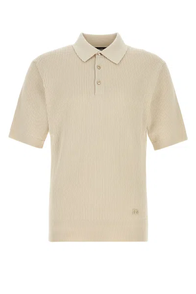 Dolce & Gabbana Sand Cotton Polo Shirt In Brown
