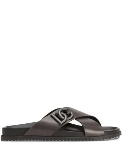 Dolce & Gabbana Sandals Flat Sole Open Toe Crossed Straps In Multi