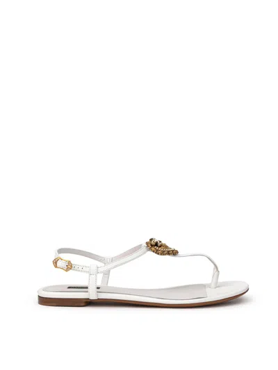 Dolce & Gabbana Sandal Infradito Devotion In Nappa Bianca  In White