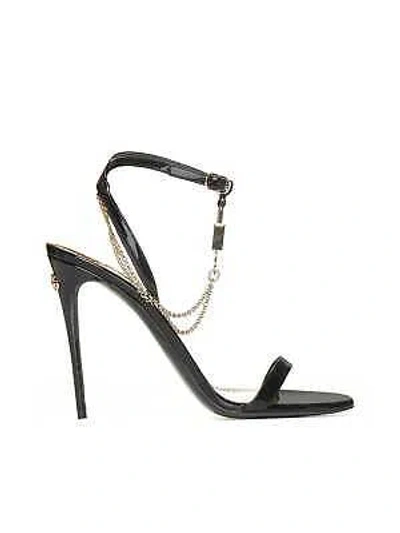 Pre-owned Dolce & Gabbana Sandal With Chain And Charm In Black