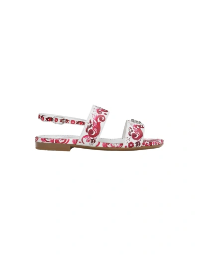 Dolce & Gabbana Kids' Sandal With Fuchsia Majolica Print In Pink