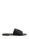 Dolce & Gabbana Black Sandals With Dg Logo Cut-out In Leather Man
