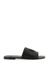 Dolce & Gabbana Black Sandals With Dg Logo Cut-out In Leather Man In Black