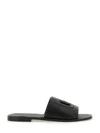Dolce & Gabbana Black Sandals With Dg Logo Cut-out In Leather Man In Black