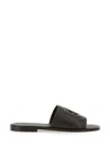 Dolce & Gabbana Black Sandals With Dg Logo Cut-out In Leather Man In Blue