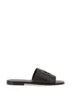 Dolce & Gabbana Black Sandals With Dg Logo Cut-out In Leather Man In Brown