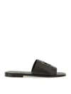 Dolce & Gabbana Black Sandals With Dg Logo Cut-out In Leather Man In Brown