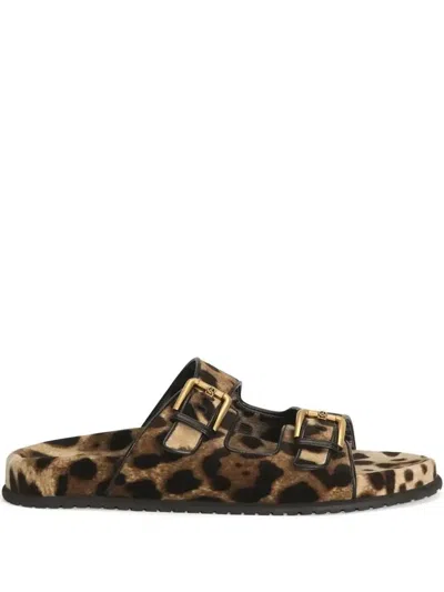 DOLCE & GABBANA PRINTED VELVET SLIDES