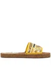 Dolce & Gabbana Majolica-print Logo-embroidered Sandals In Yellow