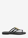 Dolce & Gabbana Women Black Thong Sandals With Logo Plaque On The Front In Rubber Woman In Black