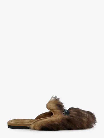 Dolce & Gabbana Sandali In Montone E Suede In Brown