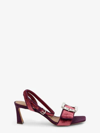 Dolce & Gabbana Sandali In Velluto Con Dettaglio Strass Frontale In Purple