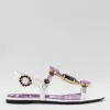 Dolce & Gabbana Embellished Leather Thong Sandals In Purple