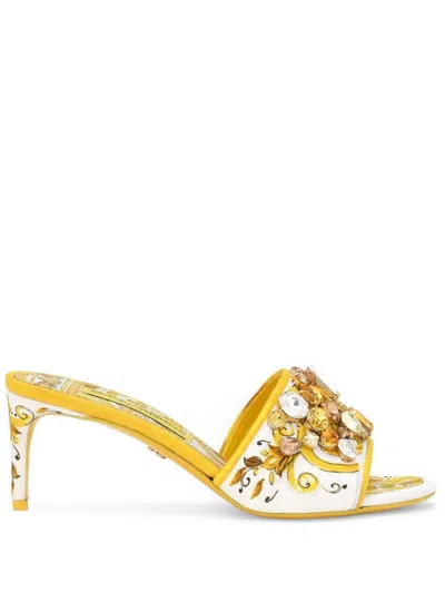 Dolce & Gabbana Keira 60 Majolica Print Crystal Embellished Mules In Multi